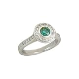 14K Blue & White Diamond Bezel Ring