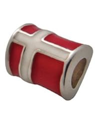 Genuine Zable (TM) Product. 925 Sterling Silver Denmark Flag Bead Charm. 100% Satisfaction Guaranteed.
