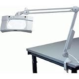 Luxo 17845LG WAVE+Plus Light Gray Magnifier with 45-inch Arm, Edge Mount, 3.5-Diopter Lens (lamps included)