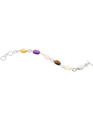 Genuine Green Quartz, Lime Quartz, Smoky Quartz, Rose Quartz, Amethyst & Citrine Bracelet Sterling Silver Bracelet 8 1/2 Inch 67623