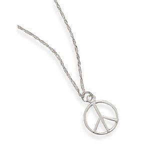 Peace Sign Necklace with 19 Chain