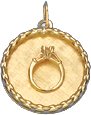 Engagement Ring in Rope Edge Disc, 14K Gold Charm