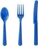 Blue Plastic Cutlery Set Fork Spoon Knives - 48pc Set