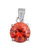 Sterling Silver Pendant - Round Ruby Cubic Zerconia - 9mm Height