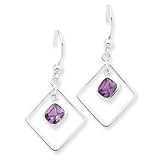Sterling Silver Diamond Shaped Purple CZ Earrings