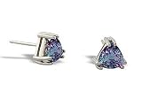 14K White Gold Trillion Created Alexandrite Stud Earrings