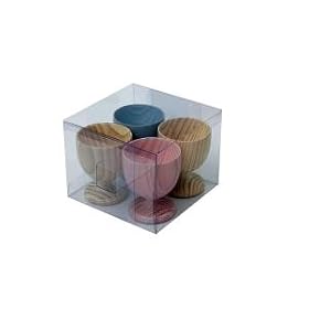 NEW "SPLASH" SET OF 4 EGG CUPS IN MARITIME PINE (ACETATE GIFT BOX) Size mm