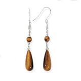 .925 Silver, Tiger's Eye & Diamond Dangle Earrings (0.01ctw)