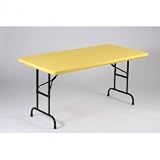 Outdoor Living : 24 X 48 Folding Table - Adjustable - Yellow (Yellow With Black Frame) (32' H x 24' W x 48' D)