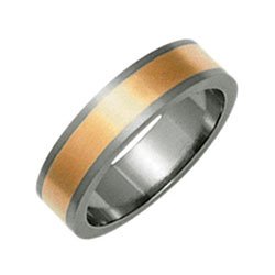 Titanium and 9ct Rose Gold Ti2 Flat Band Ring -Size P