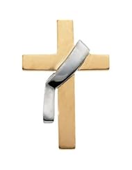 14K Gold/White Two Tone Deacon Cross Lapel Pin