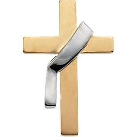 14k Two-Tone Deacon Cross Lapel Pin 22x14mm