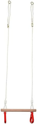 Acomfort outdoor Wooden Trapeze Swing with Plastic Triangular Gym Rings for Kids