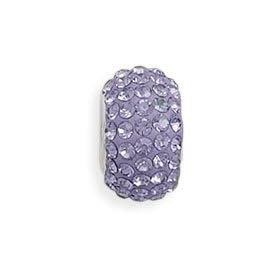 Story Bead Slide-on Charm Sterling Silver Purple Pave Crystal