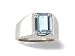 Jewelry : 14K White Gold Genuine Emerald-cut Aquamarine Men's Ring