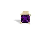 14K Yellow Gold Genuine Square Amethyst Pendant