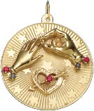 With This Ring - Hands with Wedding Ring, 14K Gold Charm