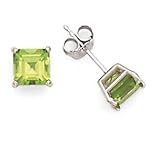 14k White Gold & Peridot Square Stud Earrings