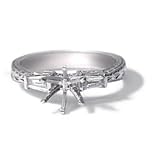 .25CT Baguette Diamond Hand Engraved Platinum Semi Mount