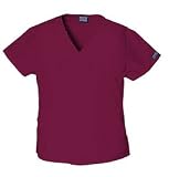 Cherokee Workwear Mini Mock Wrap Scrub Top WINE X-SMALL