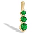 14K Yellow Gold Genuine Round Emerald 3-Stone Pendant