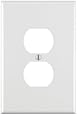 Leviton 88103 1-Gang Duplex Device Receptacle Wallplate, Oversized, Thermoset, Device Mount, White