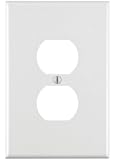 Leviton 88103 1-Gang Duplex Device Receptacle Wallplate, Oversized, Thermoset, Device Mount, White