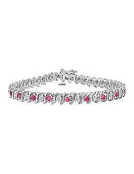 Pink Sapphire and Diamond S Tennis Bracelet : 18K White Gold â€" 5.00 CT TGW