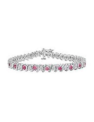 Pink Sapphire and Diamond S Tennis Bracelet : 18K White Gold â€" 4.00 CT TGW