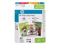 HP 363 Series Photo Value Pack - Print cartridge / paper kit - 1 x black, yellow, cyan, magenta, light magenta, light cyan - 100 x 150 mm