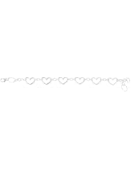 Sterling Silver Anti-Tarnish Extra-Long Heart Bracelet AWSS-71-204825