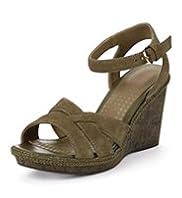 Footglove™ Fashion Leather Spotted Wedge Sandals