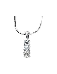 14K White Gold Create Moissanite 3 Stone Pendant