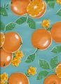 12 Yards of Oranges Light Blue Vinyl Mexican Oilcloth Fabric from Dakat Studio Goods (Width 47 inches)