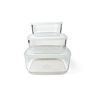 Bormioli Rocco 388550SB4021990 Frigoverre Square Glass Food-Storage Containers with Lids, Set of 3