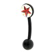 16 Gauge BIOPLAST Black and Red STAR Logo Eyebrow Ring