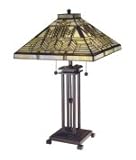 Dale Tiffany 7438-758 Mission 2 Light Table Lamp in Antique Bronze