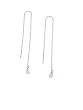 Sterling Silver Threader Earrings w/ Pink Dangle Stones