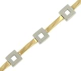 Lds 7 Polished and Satin Bar and Square Link Bracelet