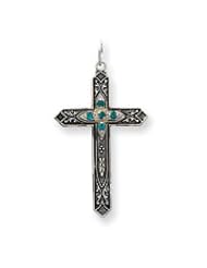 Sterling Silver Synthetic December Birthstone Cross Charm QC4339"