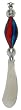 Individually Gift Boxed Spreader Knife with Decorative Glass Red and Blue Striped Top Set of Two