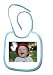 Custom Designer Baby Bib - White with Columbia Blue Trim Bib Created from Your Favorite Photo