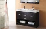 IMAGE OF 47 Inch Solid Oak Gloria Double Sink Bathroom Vanity Cabinet Set with Mirror