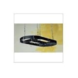 Rogar Black Oval Pot Rack with Center Bar 34-in.