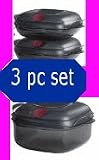 Tupperware 3 Pc Heat N Serve Square Rounds. One 5 Cup and Two 2 Cup