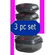Tupperware 3 Pc Heat N Serve Square Rounds. One 5 Cup and Two 2 Cup by Tupperware