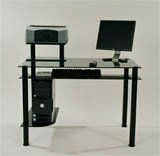 Glass and Aluminum Computer Desk Black Glass