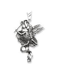 Sterling Silver Antiqued Fairy Pendant QC3920"
