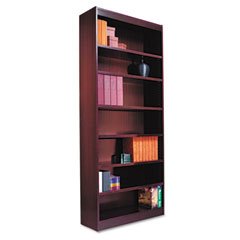 Alera Square Corner Bookcase, Wood Veneer, 7-Shelf, 36w x 12d x 84h, Medium Oak