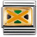 NOMINATION Italian Charm in stainless steel with enamel and 18k gold Flag (JAMAICA)